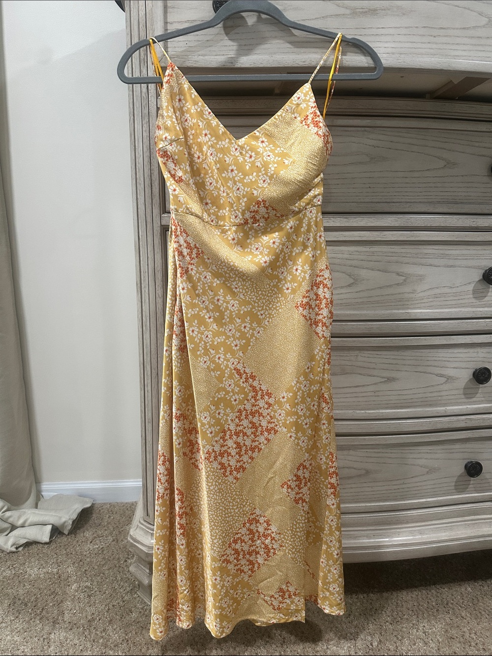Hello Molly Yellow Floral Slip Midi Dress